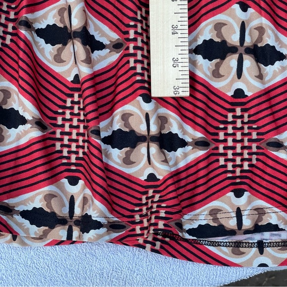 Badgley Mischka Midi Silk Dress Women’s 6 Red/Black Beaded Abstract Print Retro - Picture 14 of 16